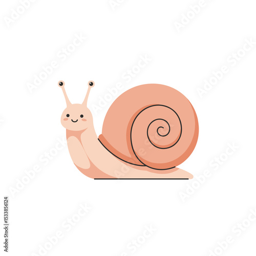 Cute cartoon snail with a spiraled shell on a plain background, ideal for children's themes