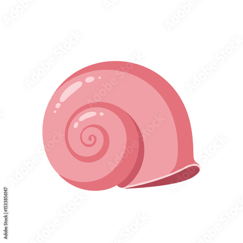 A vibrant pink snail shell resting on a smooth surface, with a soft gradient background