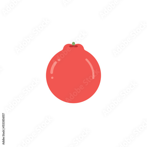 Vibrant red tomato with a green stem against a plain white background