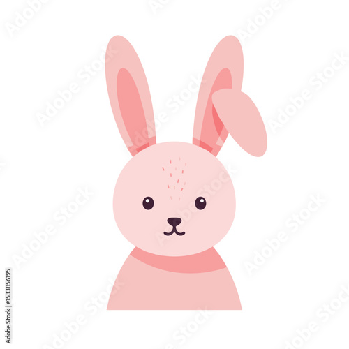 Cute cartoon rabbit with large ears and a friendly expression on a white background
