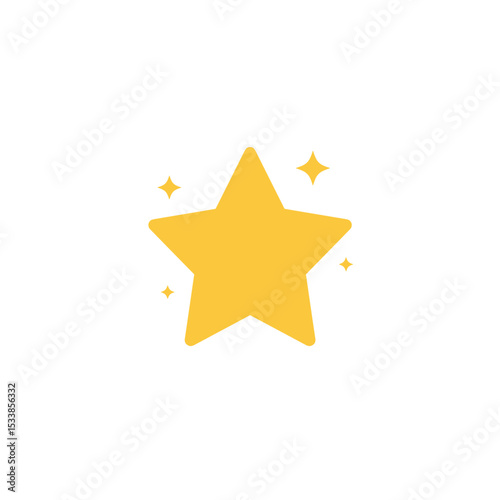 Bright yellow star icon on a white background, symbolizing achievement and success