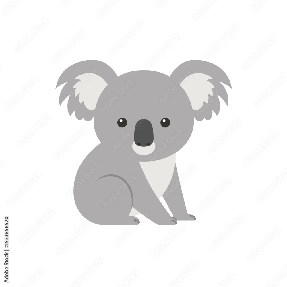 Naklejka premium Cute cartoon koala sitting against a plain background, showcasing its adorable features