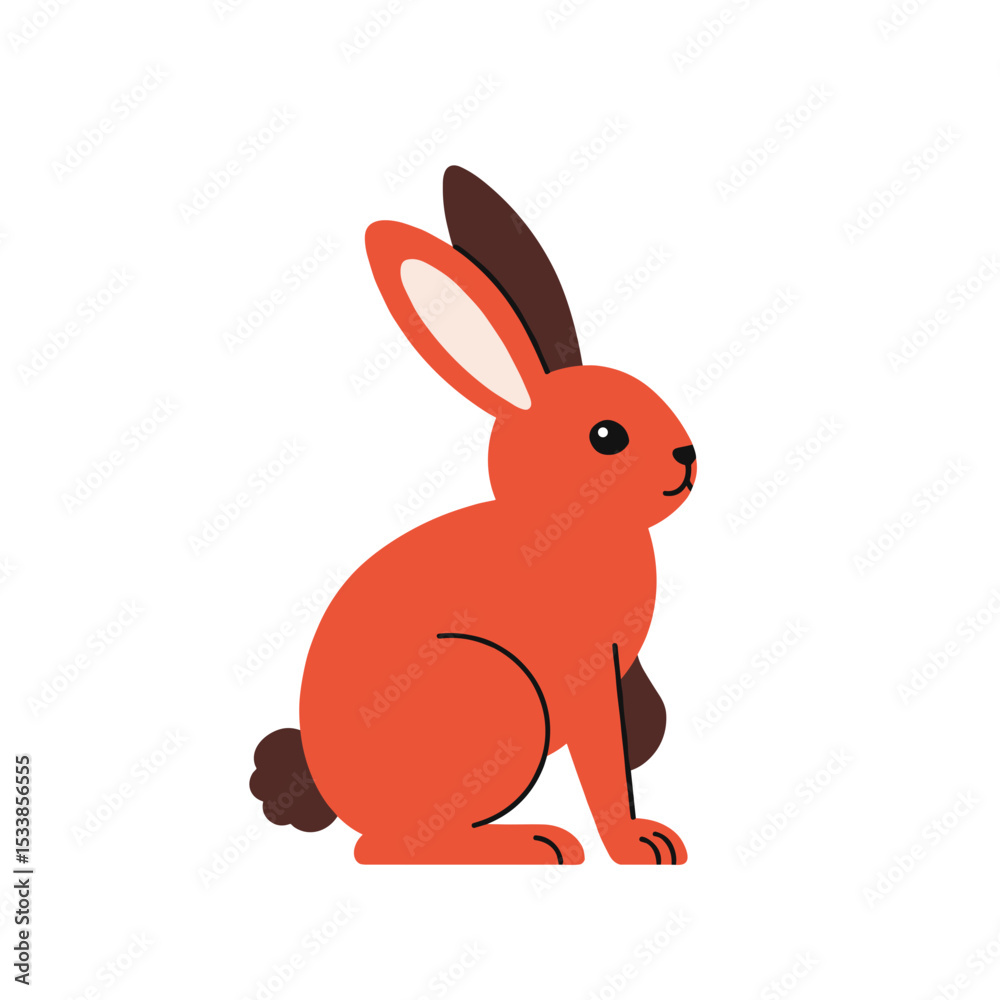 Fototapeta premium Vibrant cartoon rabbit with oversized ears, set against a minimalistic white background