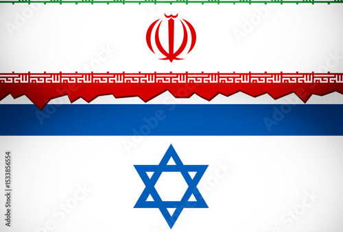 israel flag illustration combining iran flag, Background for decoration. concept of war between countries