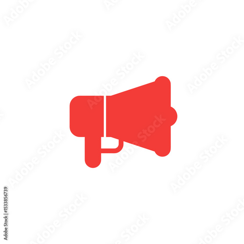 Vibrant red megaphone amplifying sound in a lively urban environment