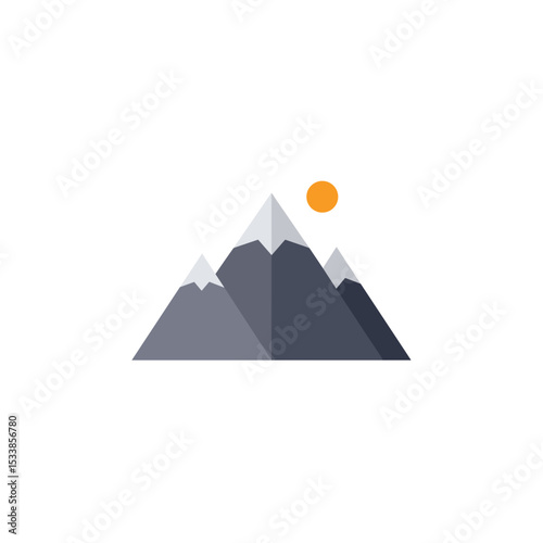 Serene mountain landscape with a bright sun, showcasing nature's beauty and tranquility