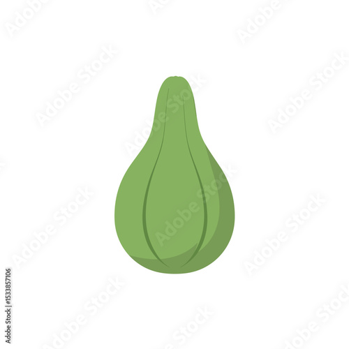 Stylized green pear illustration with smooth curves on a white background