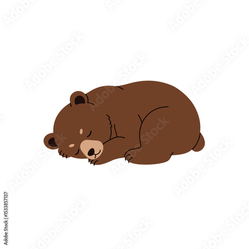 A cute, sleeping brown bear in a serene environment, showcasing peacefulness and tranquility