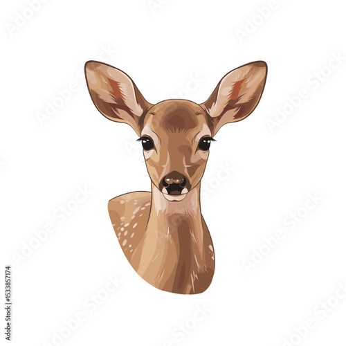A young deer gazing curiously, surrounded by a serene natural environment