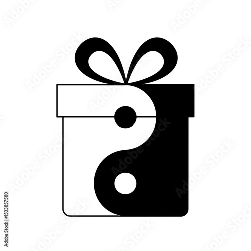 A beautifully wrapped gift box with a ribbon placed on a table, festive decorations in the background