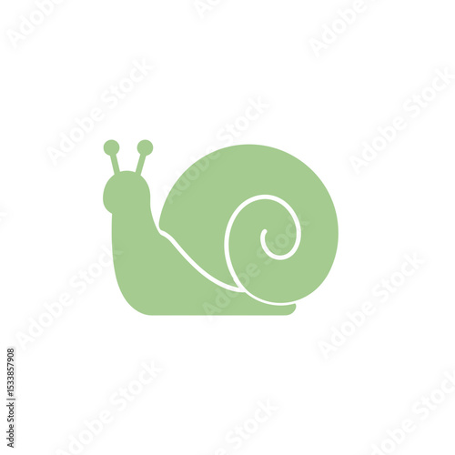 A green snail slowly crawling across a light background, symbolizing nature's tranquility