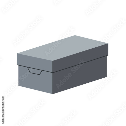 A gray storage box positioned on a minimalist surface, showcasing its sleek design