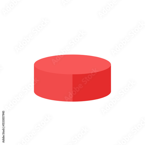 Red cylindrical object on a white background, emphasizing simplicity and design