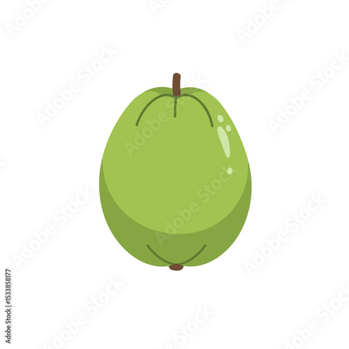 A vibrant green apple resting on a smooth surface, with a soft shadow underneath