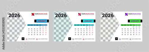 Calendar page close up on office desk, close up of calendar and background, planning for business meeting or travel planning concept, Minimal desk calendar january isolated, Month January in 2026