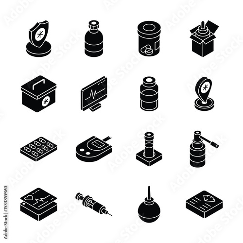 Premium bundle of medical services isometric icons, easy to edit