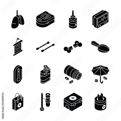 Visually appealing collection of hospital services isometric icons