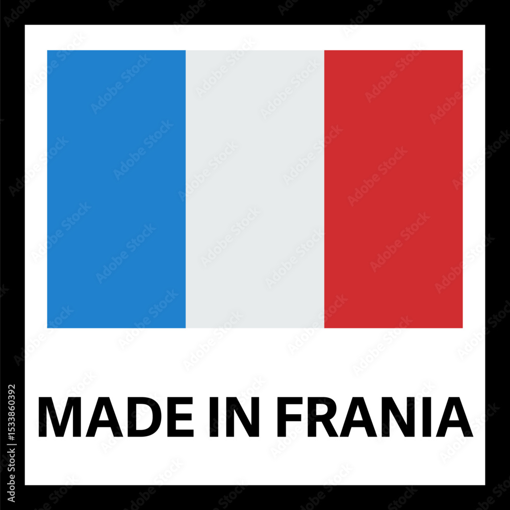 Naklejka premium WebMade in Italy label for products illustration isolated on white background. Square exporting stamp with french flag, certificate element
