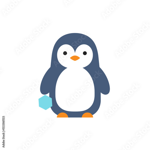 Cute cartoon penguin standing against a plain background, ideal for children's materials