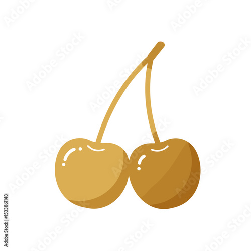 Two golden cherries with a smooth texture, set against a clean white background