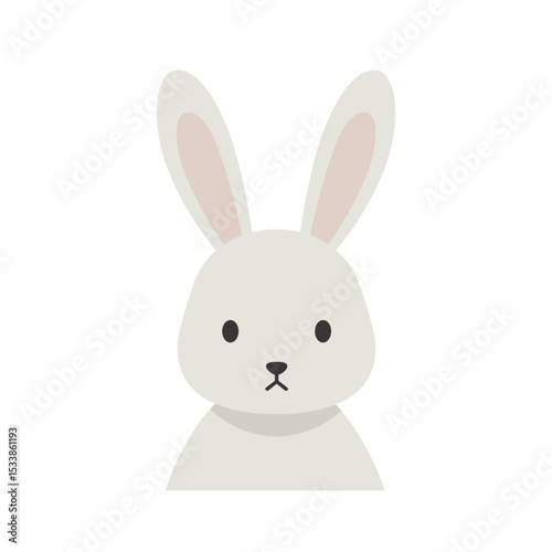 Cute cartoon rabbit with large ears sitting against a plain background, ideal for children's themes