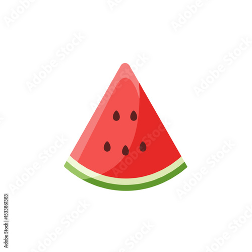 A vibrant watermelon slice with seeds on a white background, perfect for summer themes