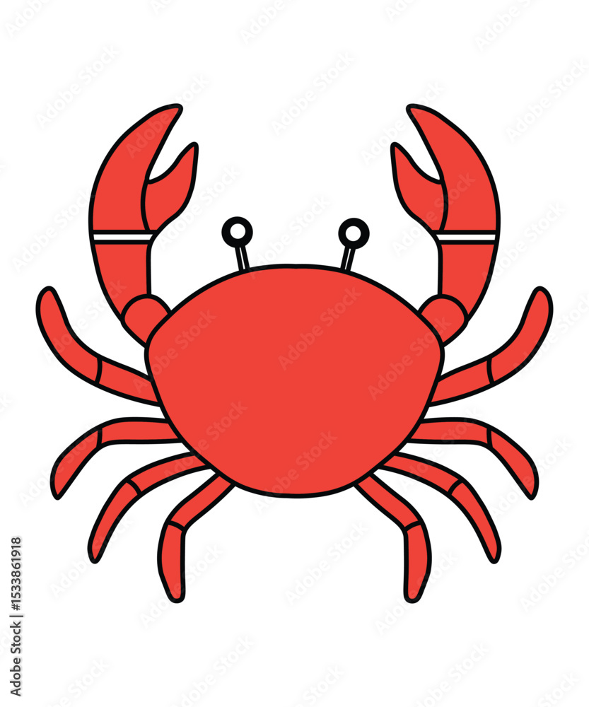 Bright Red Cartoon Crab Drawing Bright Red Cartoon Crab Drawing