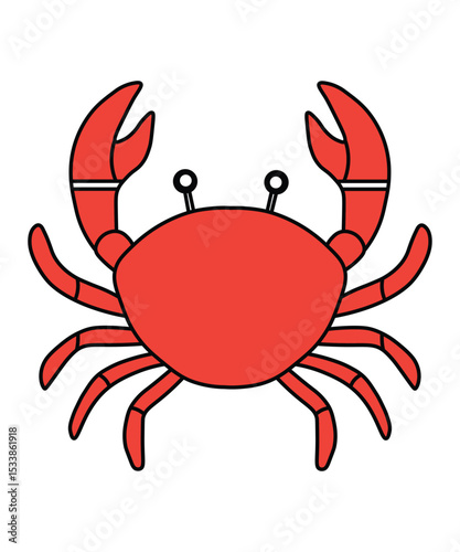 Bright Red Cartoon Crab Drawing