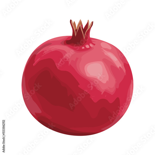Vibrant red pomegranate close-up showcasing its glossy surface and crown, ideal for culinary use