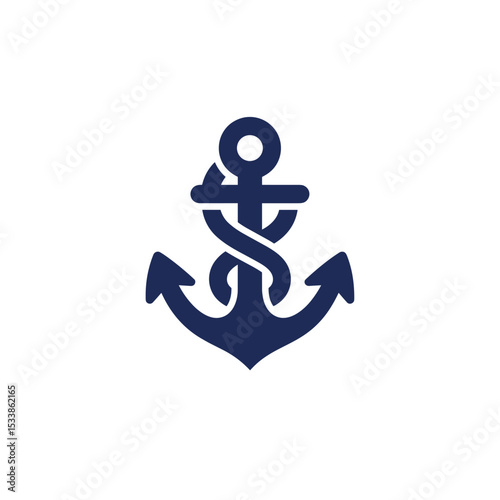 An elegant anchor symbolizing maritime themes, set against a serene ocean backdrop, ideal for nautical designs