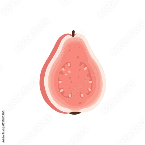 Vibrant sliced guava fruit showcasing its pink flesh and seeds against a clean background