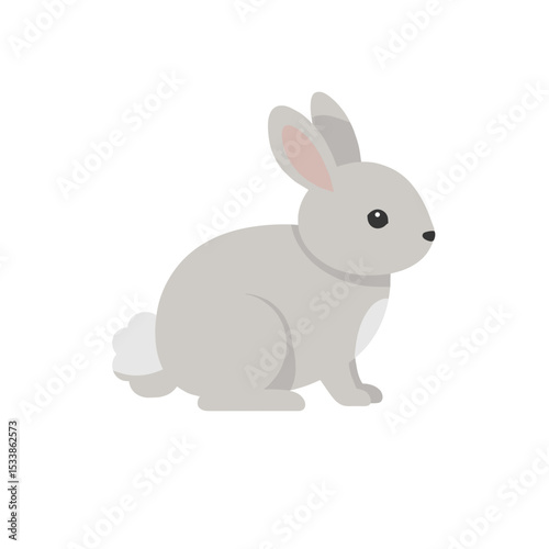 Cute cartoon rabbit sitting in a serene garden, surrounded by colorful flowers and greenery