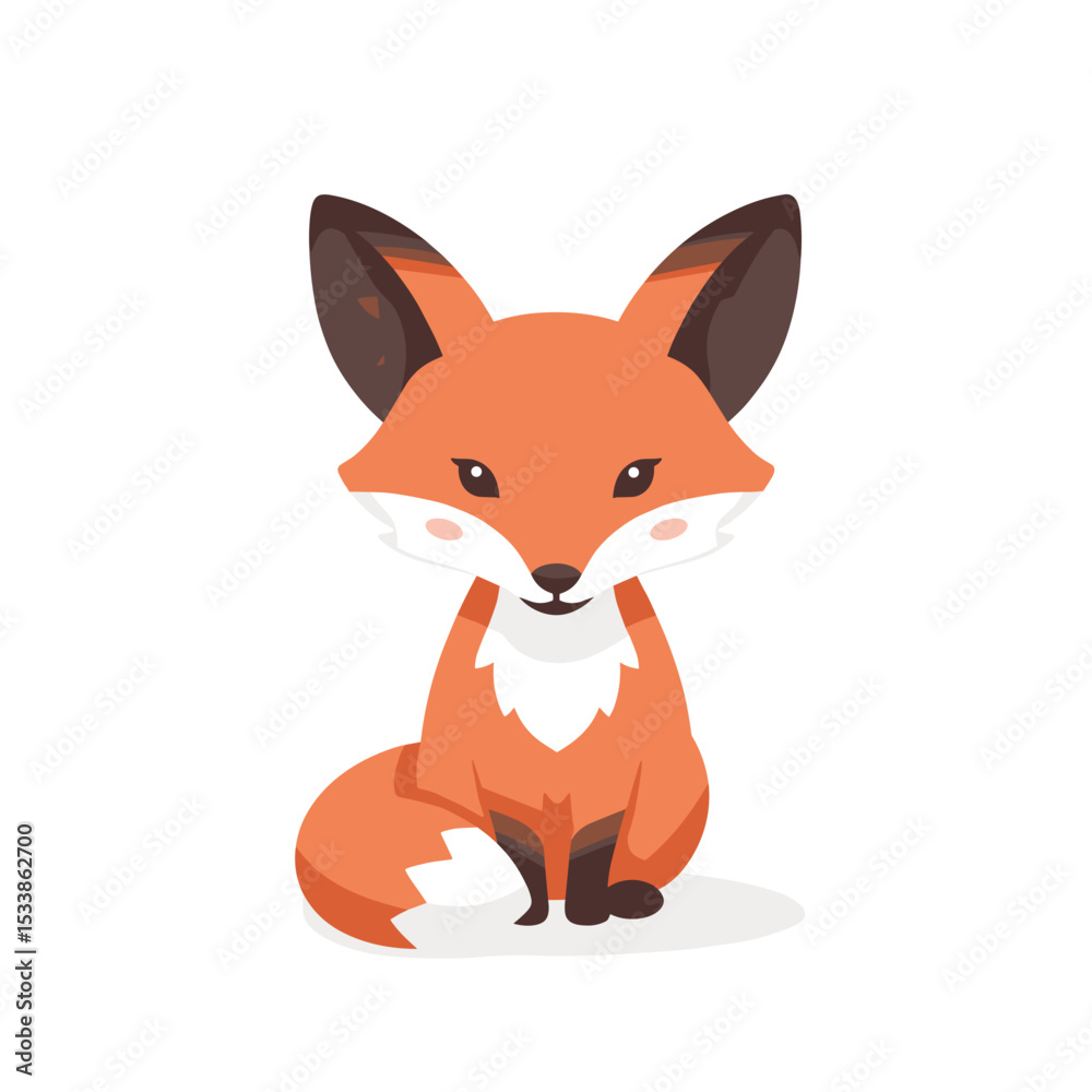 Obraz premium A cute cartoon fox with large ears and a playful expression against a simple background