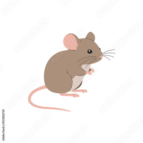 Cute cartoon mouse standing on its hind legs, showcasing its curious nature in a simple background