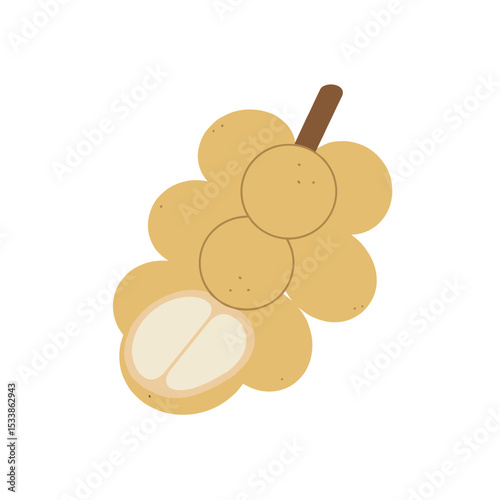 A cluster of yellow grapes hanging from a vine against a soft, blurred background