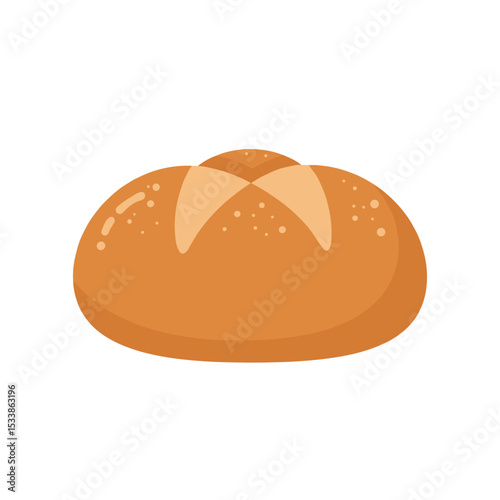 A freshly baked golden bread roll resting on a clean white surface, ideal for culinary use