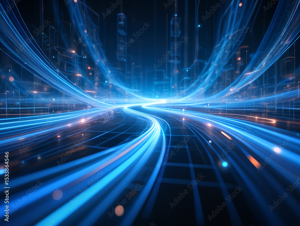 Obraz premium Futuristic technology background with glowing lines and data stream concept
