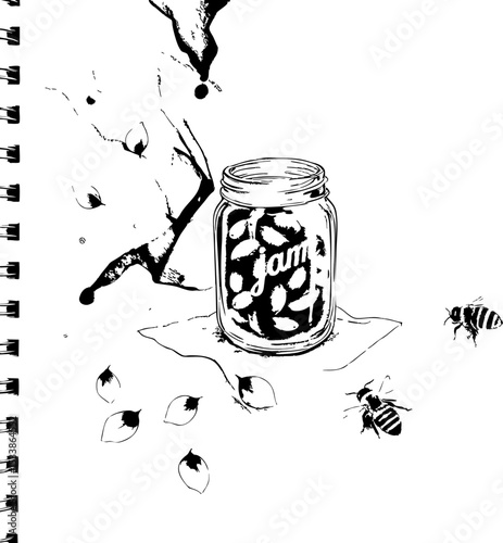 almond-jam-bees-and-drops-of-paint