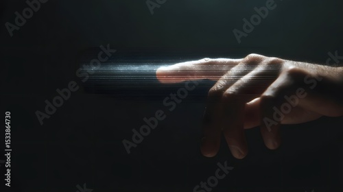 Hand controlling a translucent slider in space