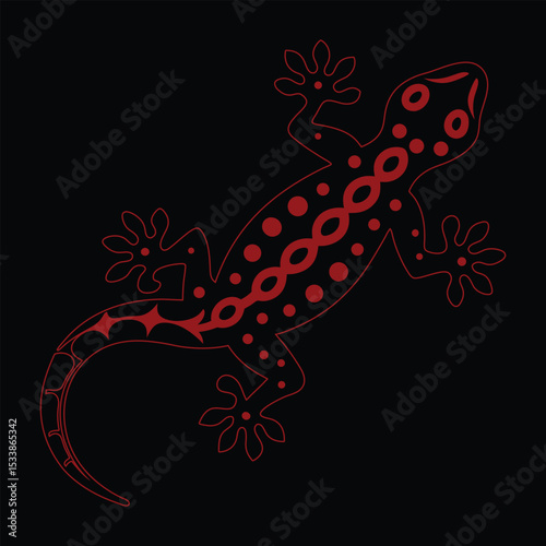 silhouette of a lizard on a red background