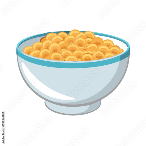 Vector illustration of a ceramic bowl filled with cereal, isolated on white background