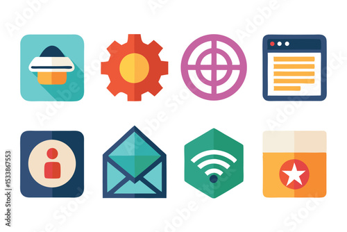 Collection of modern flat design icon set for business application and web design