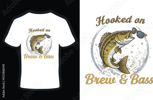 Hooked an Brew & Bass fishing-beer design