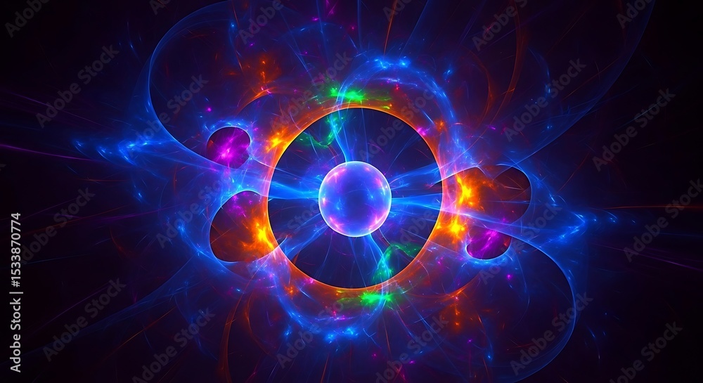 Obraz premium Abstract blue background with glowing fractal waves and swirling energy for a dynamic art illustration