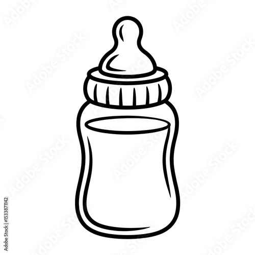 Baby Bottle Illustration: Simple Line Drawing AI generated