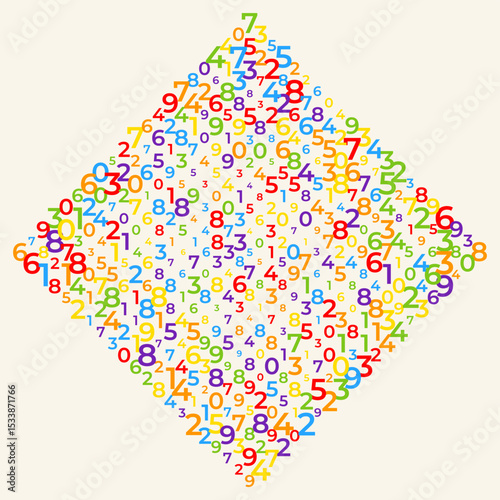 Digital data array, lots of numbers digits in Digital Pattern, abstract math background for kids playroom, big data concept
