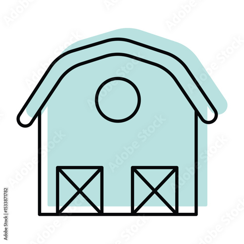 Barn color shadow thinline icon , vector, pixel perfect, illustrator file  
