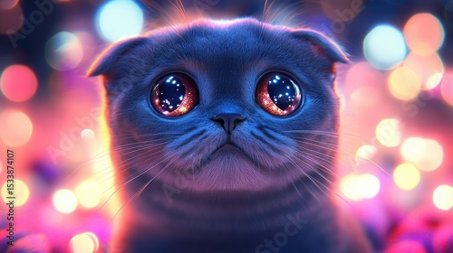 Cute Scottish Fold cat in the light