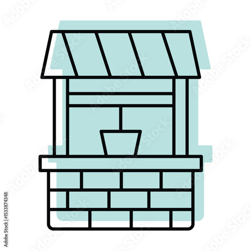 Water Well color shadow thinline icon , vector, pixel perfect, illustrator file  
