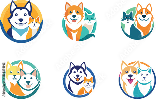 Adorable Dog and Cat Logo Designs Perfect for Pet Businesses Branding Needs a Cute Companion Animal Pet Shop Symbol